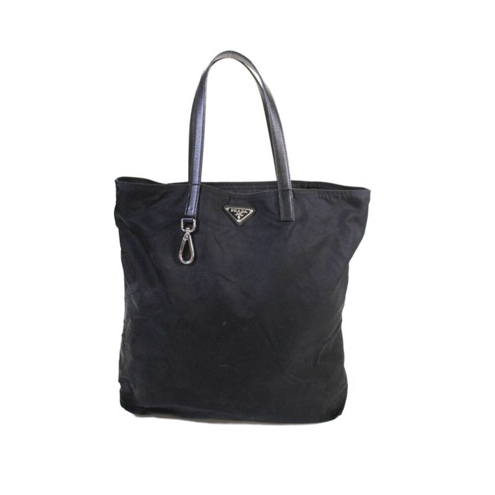 Prada Unisex Adults Solid Top Handle Handbag Tote Bag Black